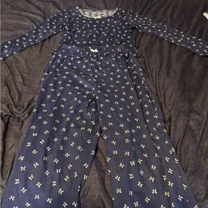 LG Dark Blue Pajama Top with White Accents